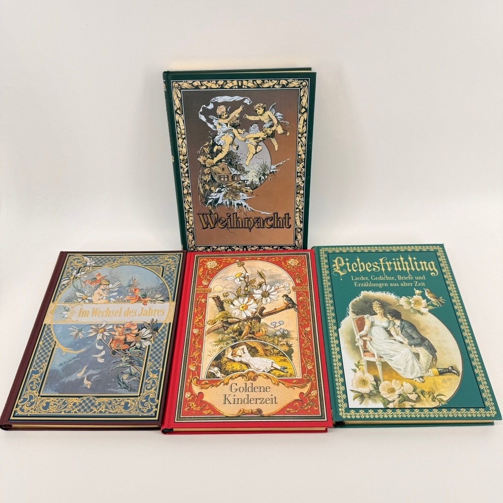 Vintage German Book Set Gilt Edge Hardcover Weihnacht Kinderzeit Liebesfruhling